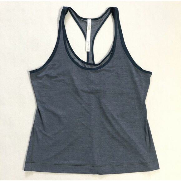 Lululemon Women Run The Day Tank Heathered Nile Blue Teal Loose Cut Out Top 6 - Picture 5 of 10